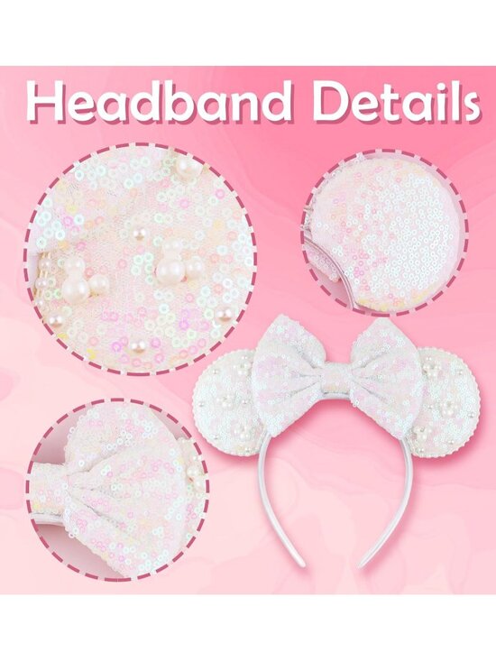 Women 01-White Polyester Velvet Mickey Mouse Halloween Costume Headband main image 4